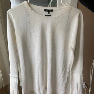 Massimo Dutti Pleated Sleeve White Sweater S